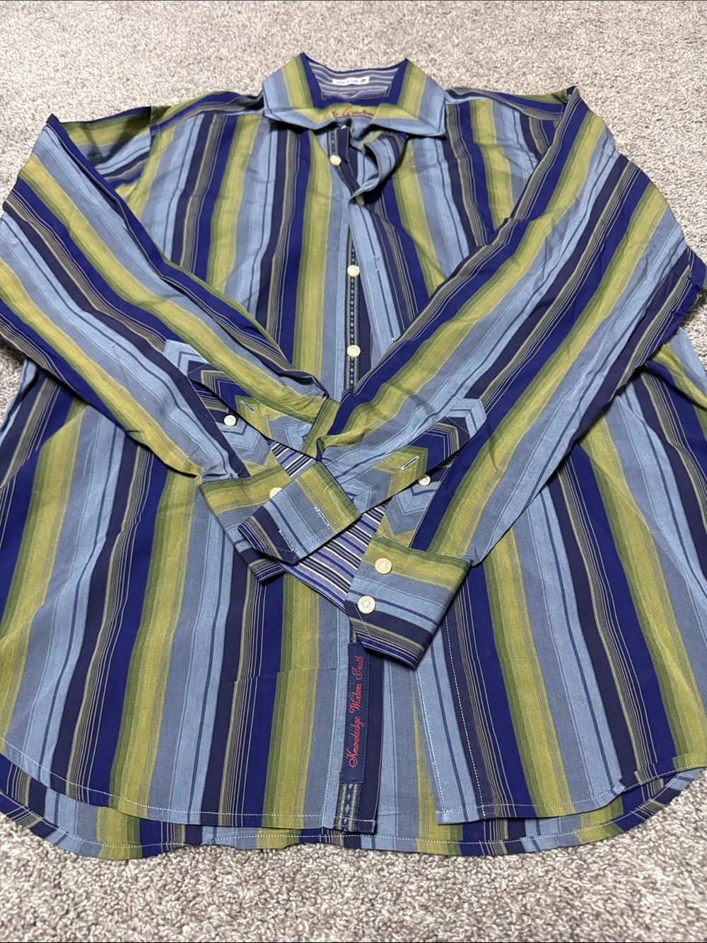 Robert Graham Blue & Green Striped Button-Down